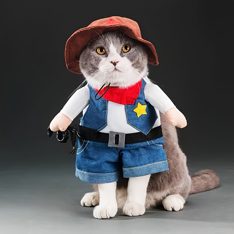 Halloween Party Pet Dress Up Cat Dog Denim Set High quality - Temu