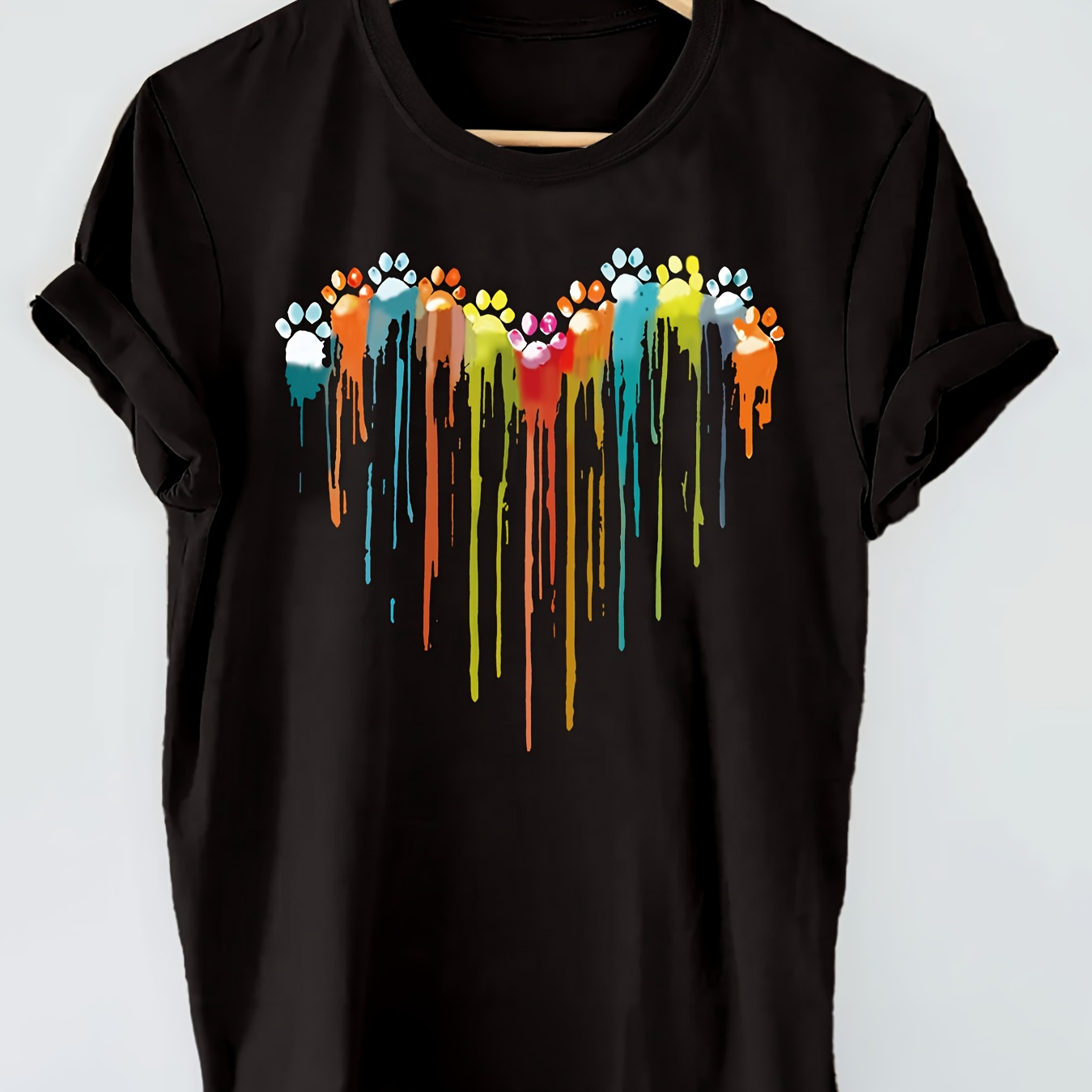 

Graphic Print T-shirt, Short Sleeve Crew Neck Casual Top For Summer & Spring, Women's Clothing