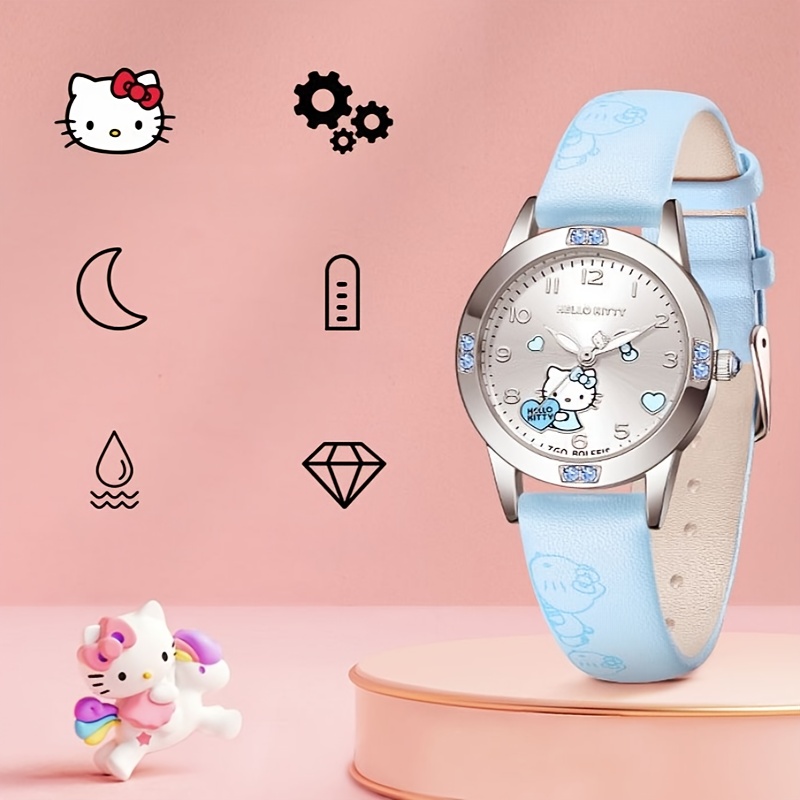 QIXUN Children Watch Girl Middle School Student Ck Cartoon Hello Kitty Kt  Cat Kids Watches Fashion Leather Sports Analog Wristwatch : :  Fashion