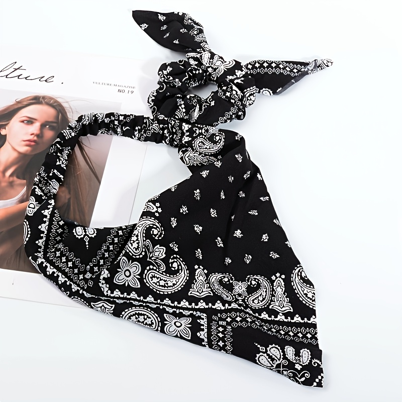 Black Paisley Pre-Sewn Bandana Headband – Hair Glove