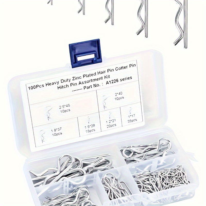

60/100pcs Cotter Pins Spring Connectors 2mm, R-clips Splint Assortment Galvanised Spring Pins Safety Pins Set