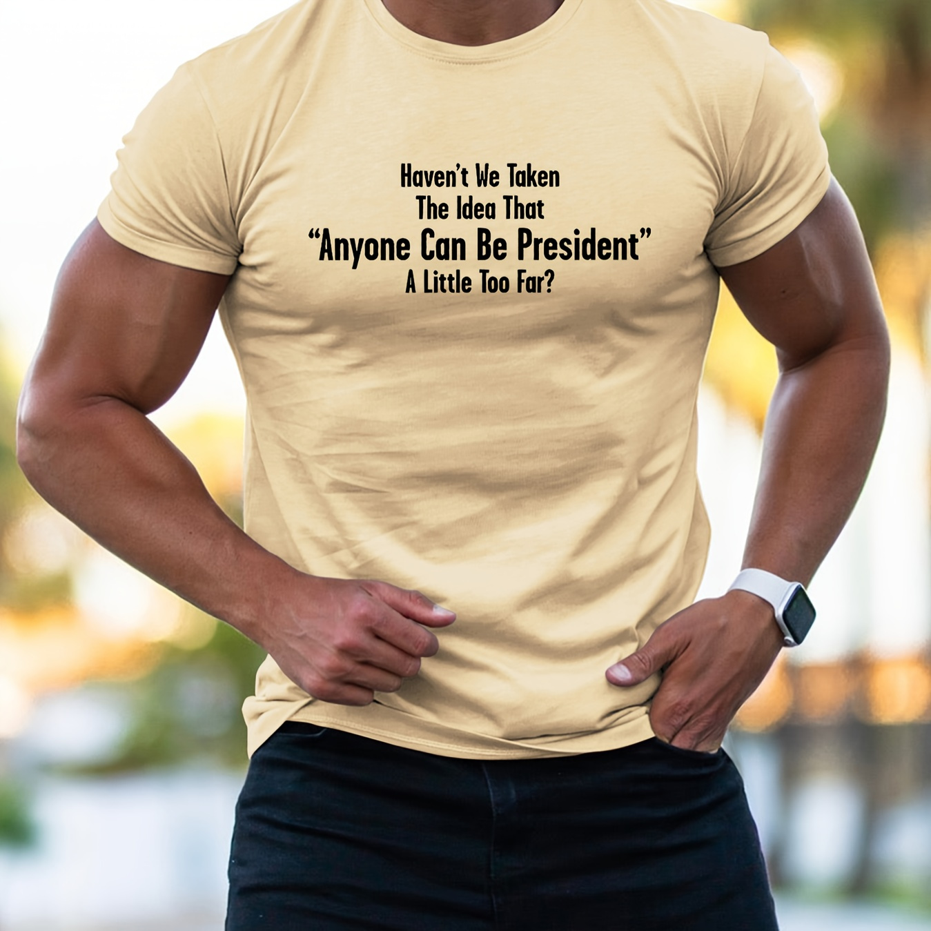 

Anyone Can Be President Print Tees For Men, Casual Crew Neck Short Sleeve T-shirt, Comfortable Breathable T-shirt