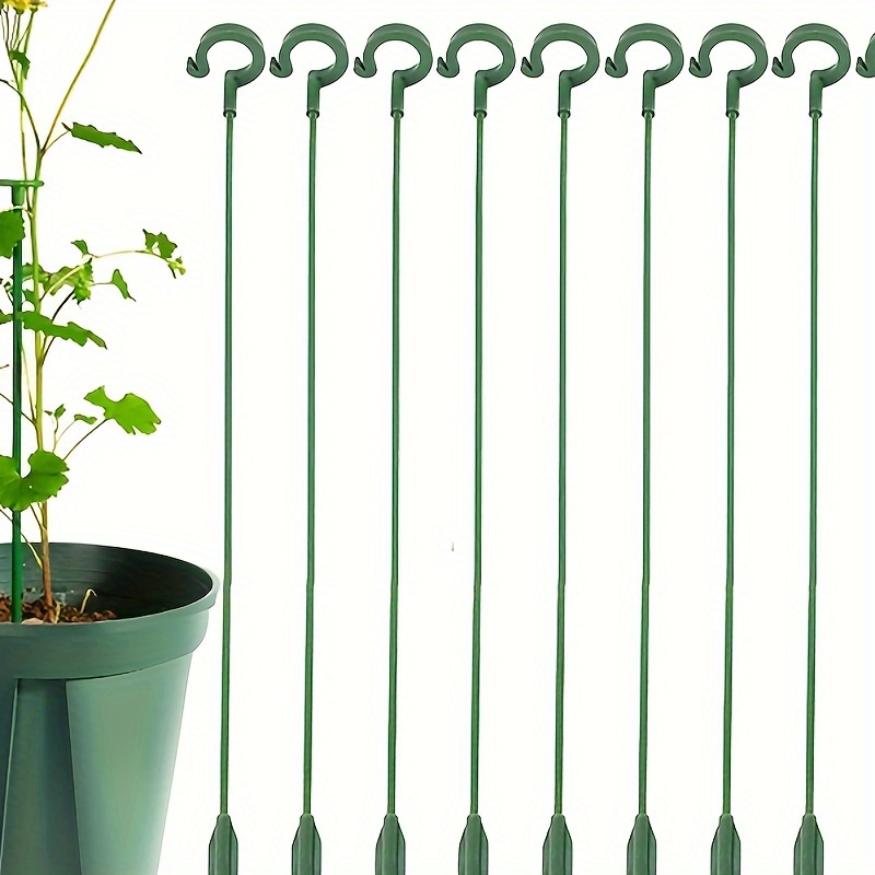 

10 Packs, Green Plastic Plant Support Stakes, 14.6 Inches Tall, Ideal For Home Gardening And Living Room Decor