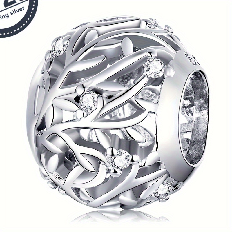 

1pc S925 Silver Pendant Vine Bead 925 Silver Platinum Plated Zircon Charms For Bracelet Diy