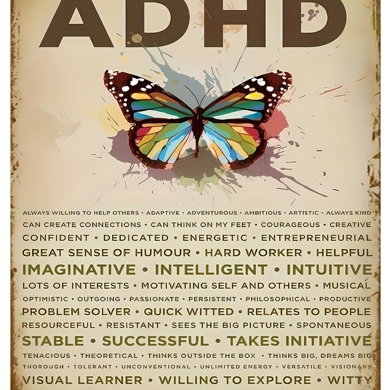 

Adhd Talents & Strengths - Vintage-inspired Unframed Canvas Art, Perfect For Home & Office Decor, Educational Spaces, And Gifts For