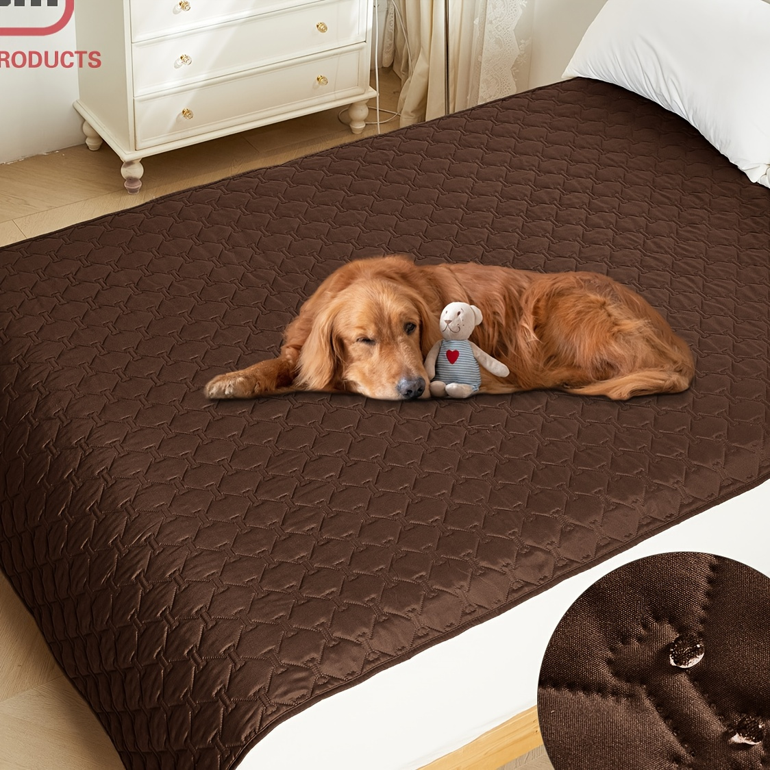 

[mx] 51*82in, Suitable For Large Pets, Bone Pattern Waterproof Pet Mat, Dog Anti-urine Mattress, Cat Non-slip Sofa Cushion, Pet Outdoor Rest Mat