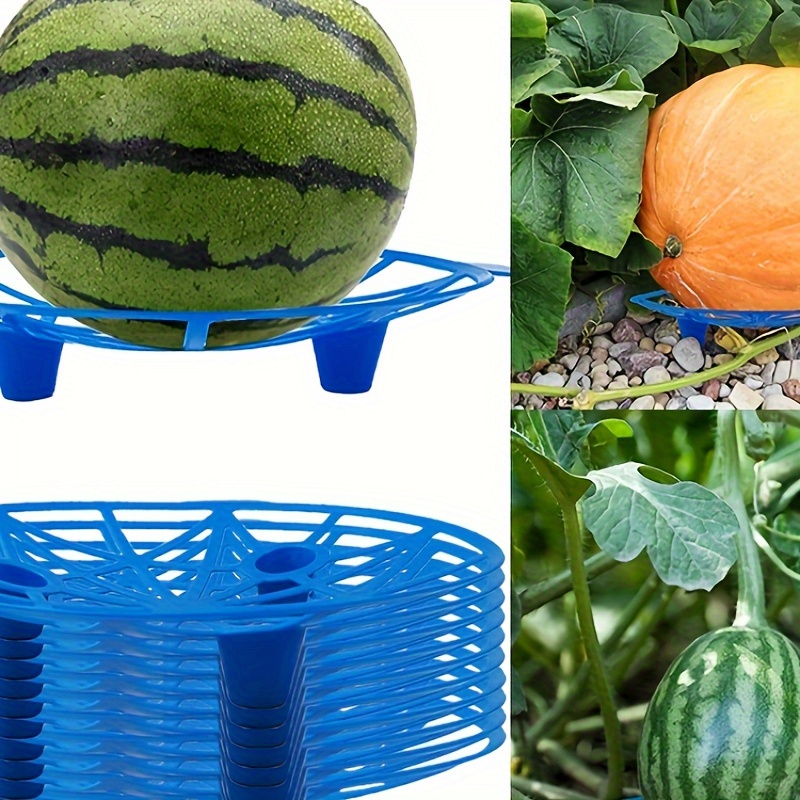 

10-piece Blue Plastic Support Set For Watermelon, Strawberry & Pumpkin - Protects Fruits From Ground Rot