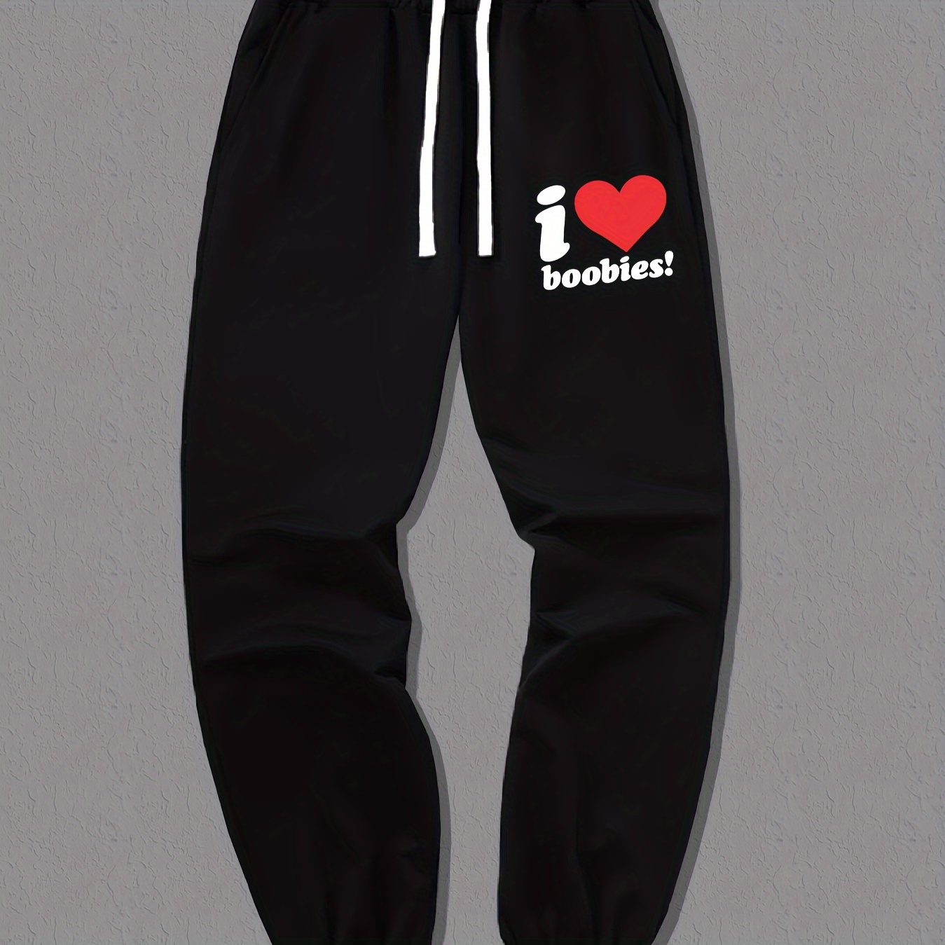 

I Love Boobies! Print, Men's Trendy Casual Drawstring Hip Hop Style Jogger Pants For All Seasons For Outdoor Exercise