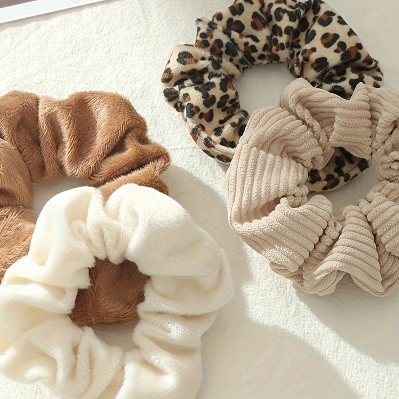 

2/3/4pcs Vintage Hair Scrunchies Set Simple Pleated Large Intestine Hair Rings Autumn Winter Versatile Hair Accessories