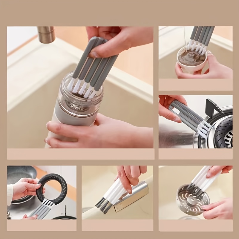 3PCS Cup Slicer with 3 Pcs Gap Cleaning Brushes Stainless Steel