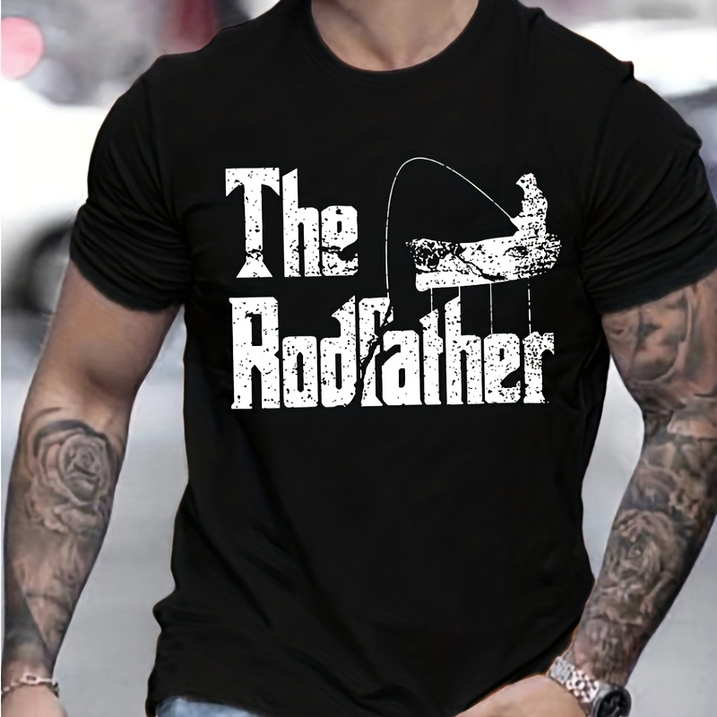 

Fishing Theme Casual Polyester T-shirt With Print For Men - Crew Neck, Slight Stretch, Knit Fabric, Summer Wear