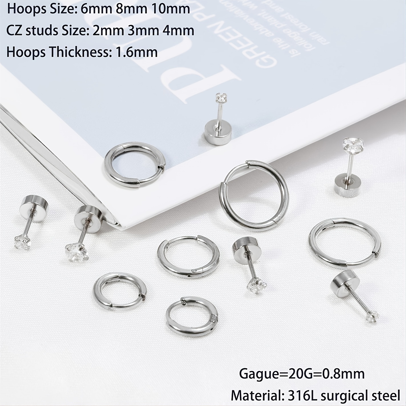 Dainty Earrings Sets Multiple Piercing Stainless Steel 14k - Temu United  Kingdom