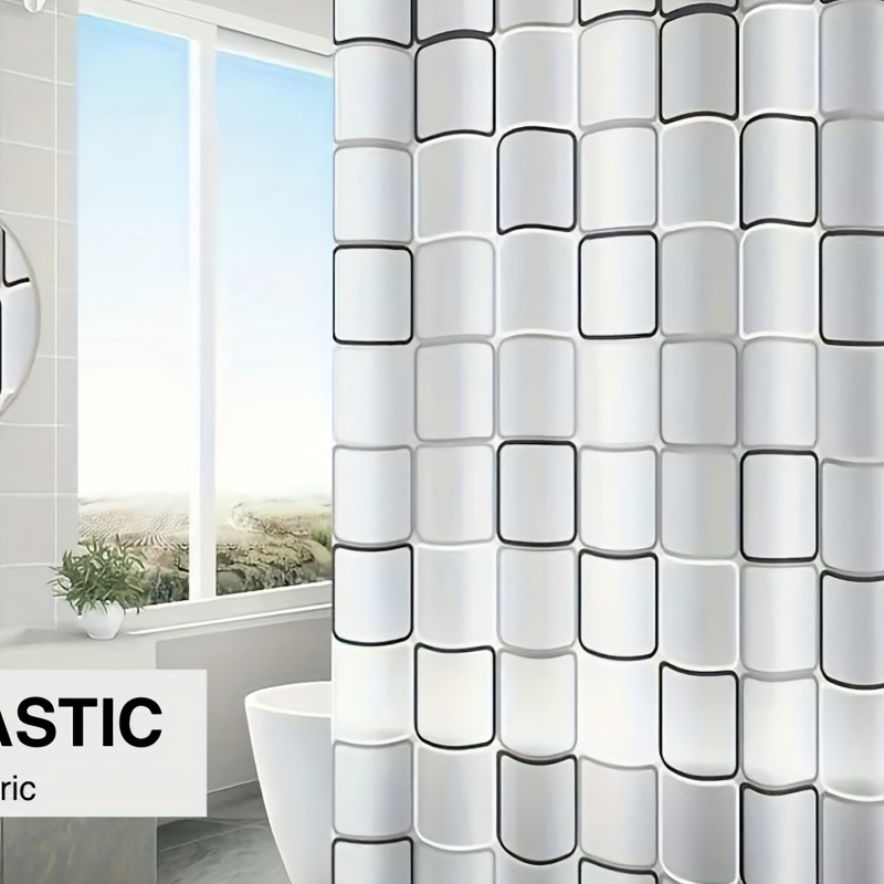 

Chic Checkered Shower Curtain Liner - With Metal Grommets & Hooks Included, Easy Clean For All - Perfect Bathroom Decor