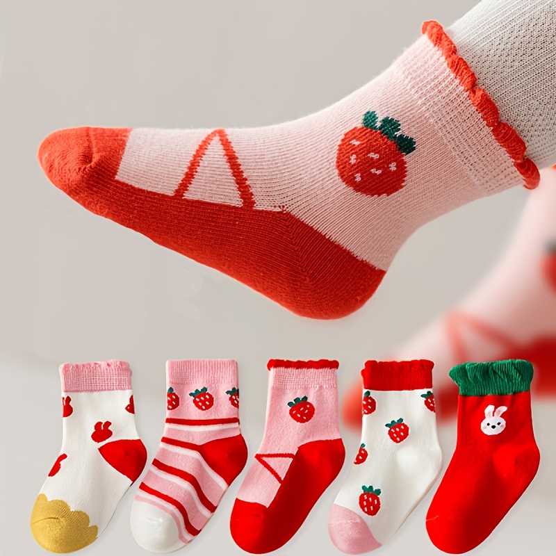 4 pares de calcetines hechos de algodón, niños / niña calcetines