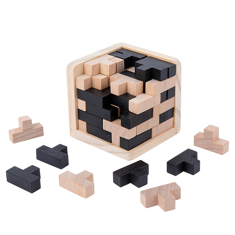 2023 Children's Toy Wooden 3D three-dimensional Tetris Puzzle