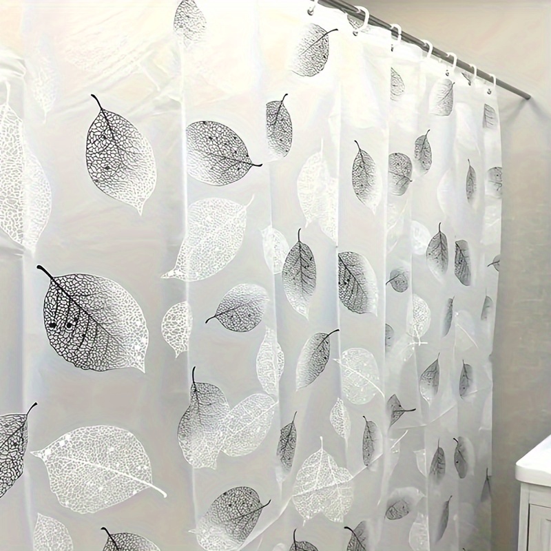 

Leafy Design Bathroom Curtain: Peva Material, Waterproof, Suitable For Hotels, Homes, Dormitories, Apartments, And Greenhouses - Includes Hooks