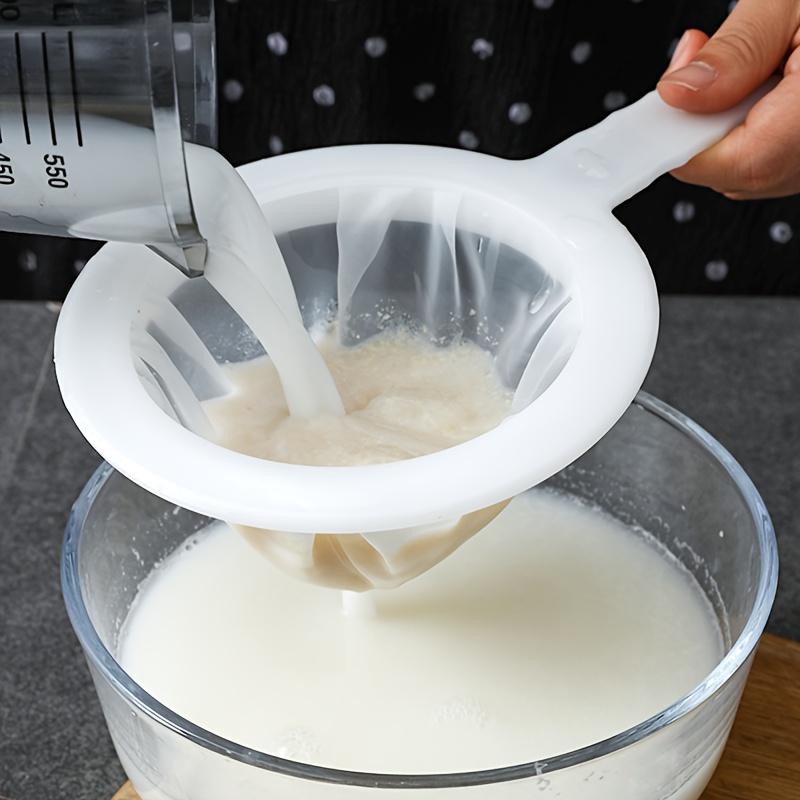 

1pc Ultra-fine Mesh Strainer Kitchen Nylon Mesh Filter Spoon For Suitable For Soy Milk Coffee Milk Yogurt, 100/200/400 Mesh