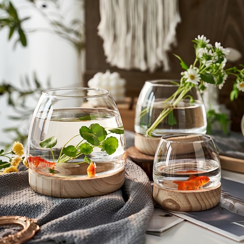 Jarrón de cristal verde, 3 unidades/juego de mini jarrones decorativos  modernos pequeños jarrones cortos minimalistas estéticos decoración del  hogar
