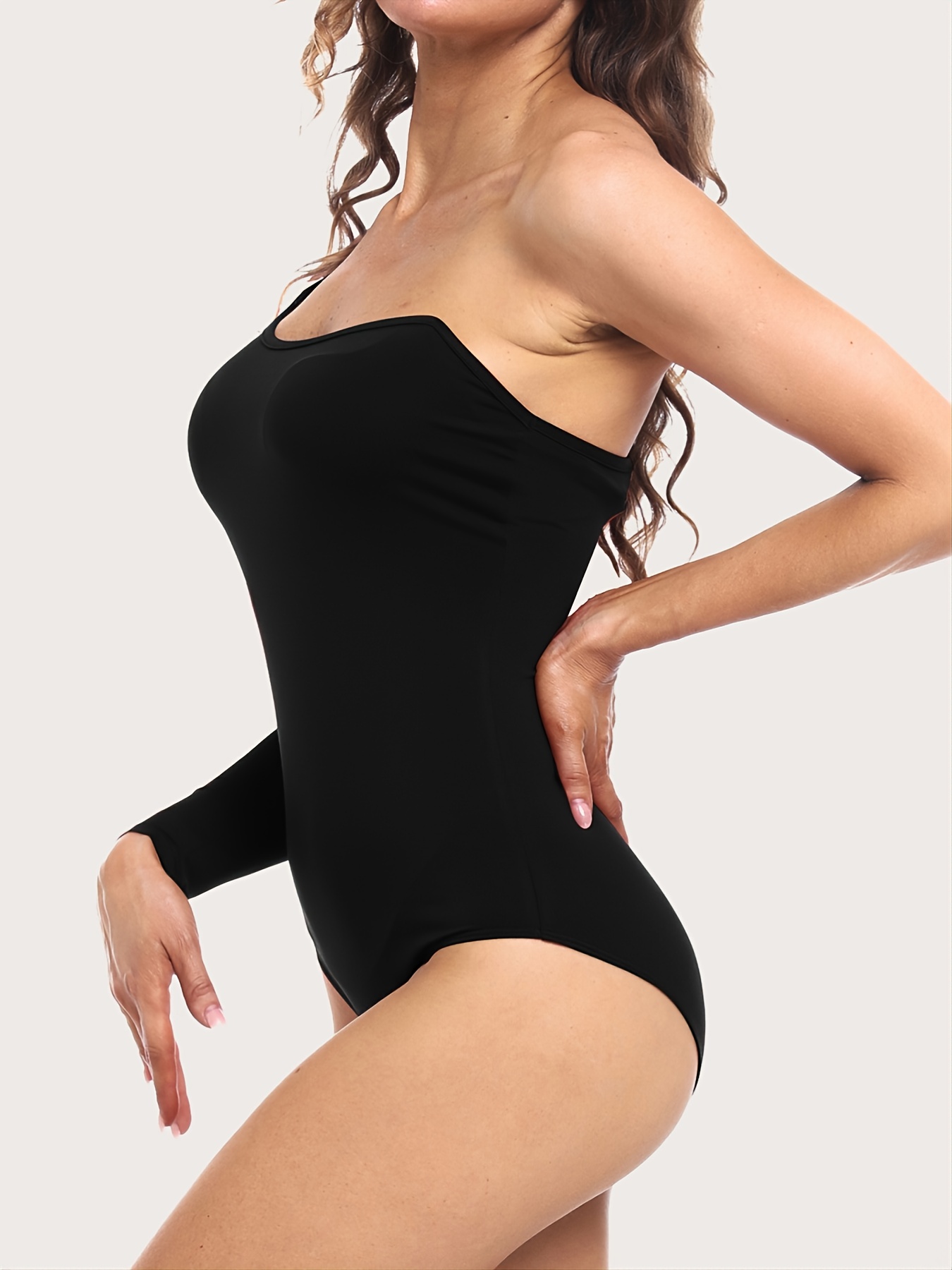 Women's Sexy One Shoulder Skinny Bodysuit Solid Long Sleeve - Temu