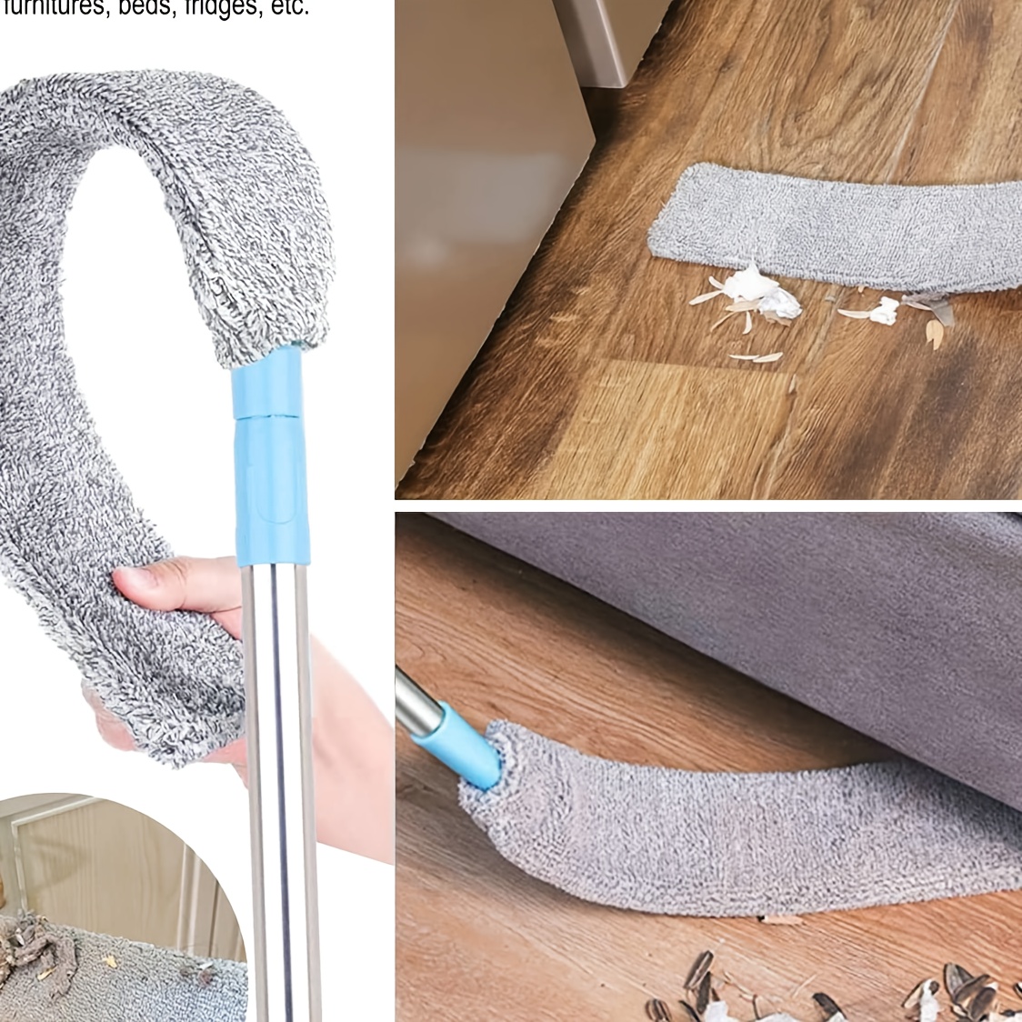 

1set, Retractable Gap Dust Cleaner, Under Appliance Microfiber Duster Dust Brush Replacement Cloths Removable Hand Duster Microfiber Washable Dust Cleaning Cloth Covers For Home Cleaning Supplies