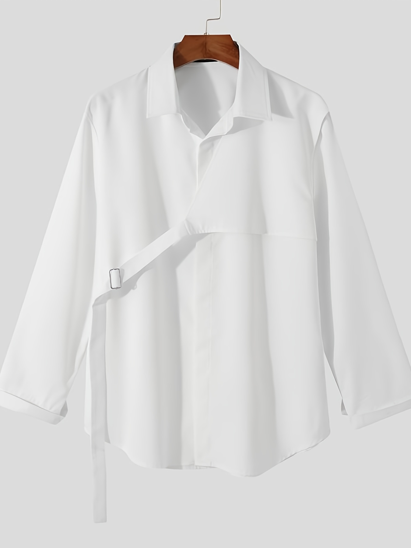 Plus Size Fashion Men's Shirt Lapel Long Sleeve Solid Color - Temu Canada