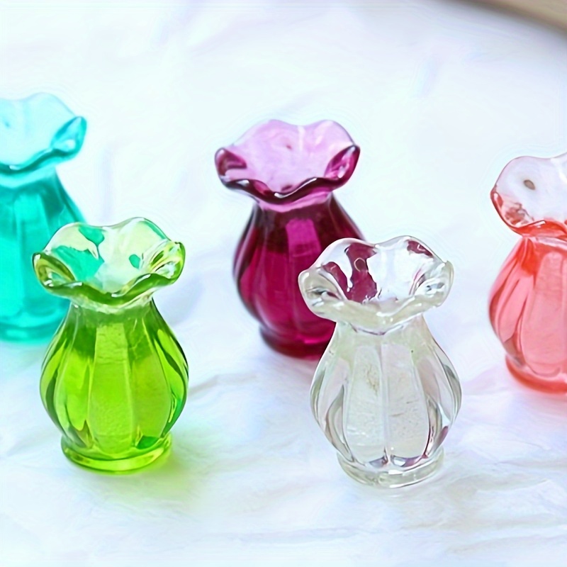 

5pcs Mini Glass Flowerpot Vase, Diy Furniture Toys Doll House Miniature Accessories, Kitchen Game Party Toys