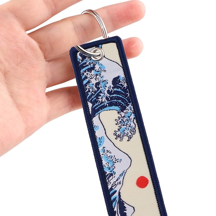 

1pc Blue Sea Wave Accessories Keys Holder Car Keychain, Fashion Jewelry Keyring Gift For Men