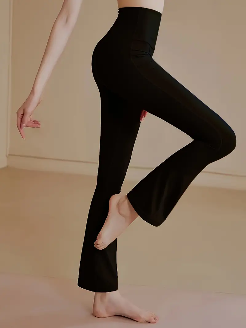 Stretchy High Waist Wide Leg Pants Casual Black Ankle Length - Temu