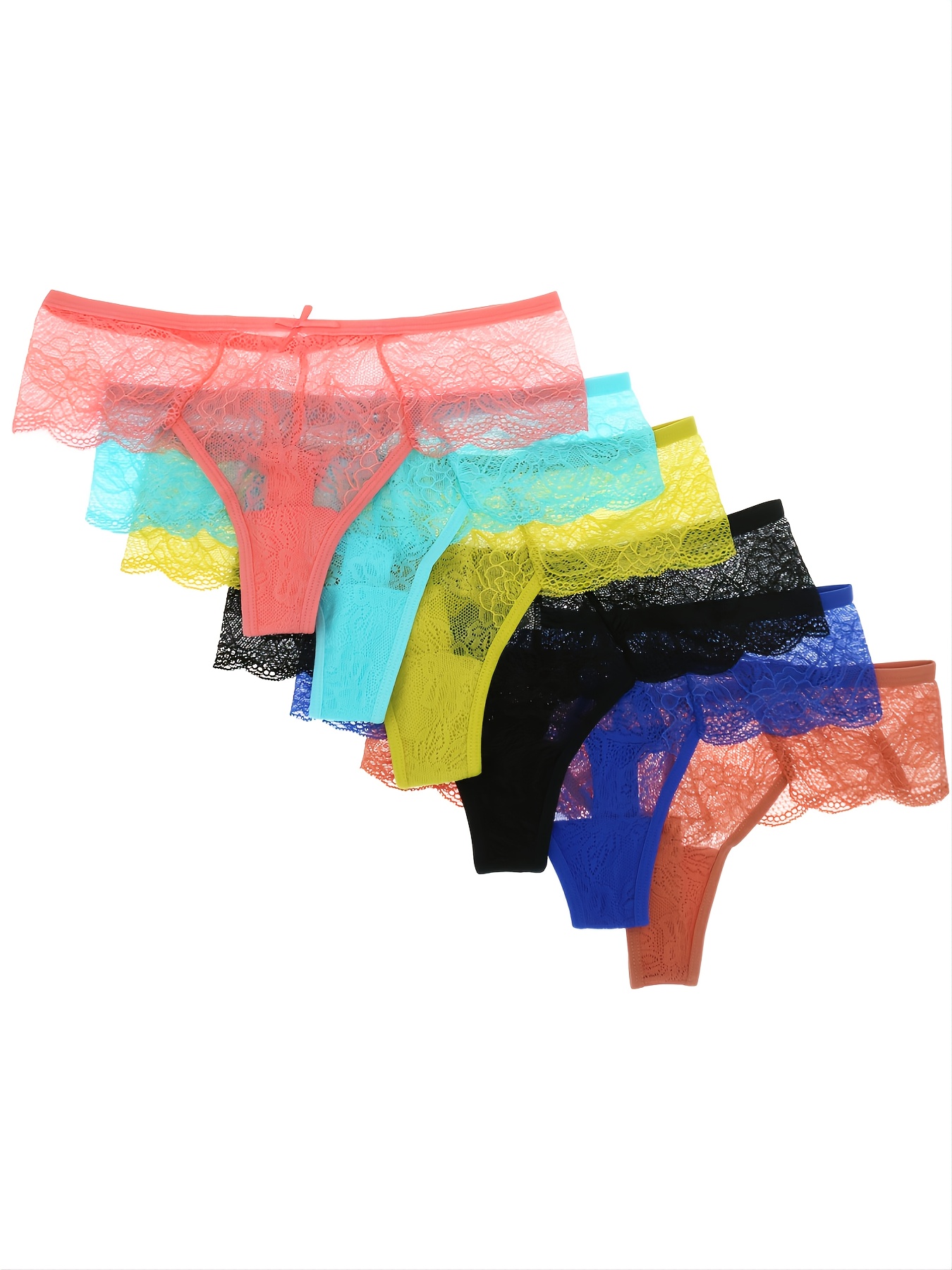 5 Pack Womens Sexy Sheer Lace Briefs Ladies Seamless Knickers Panties  Underwear