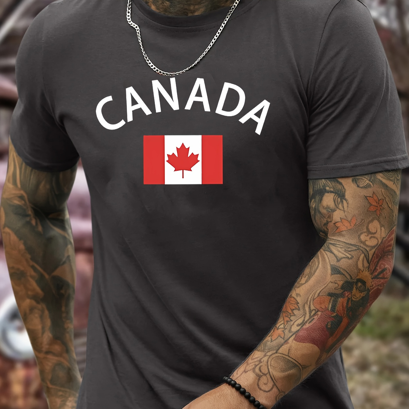 

Canada Print Tee Shirt, Tees For Men, Casual Short Sleeve T-shirt For Summer