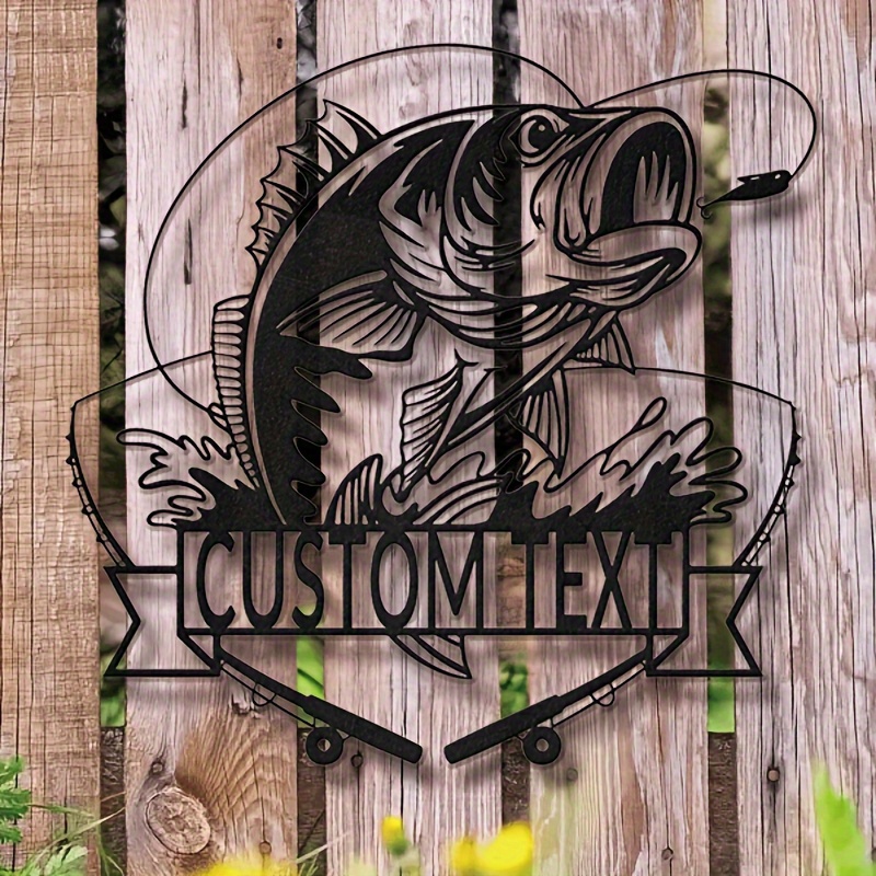 

Personalized Fishing Metal Art Sign: Customizable Fisherman Gift For Men, Bass Fishing Metal Monogram, 12x18cm, Iron Material