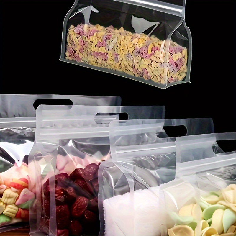 

20/50pcs Zipper Bags For Food Storage - Transparent & Self-standing, For Snacks, Tea, Mushrooms & Noodles