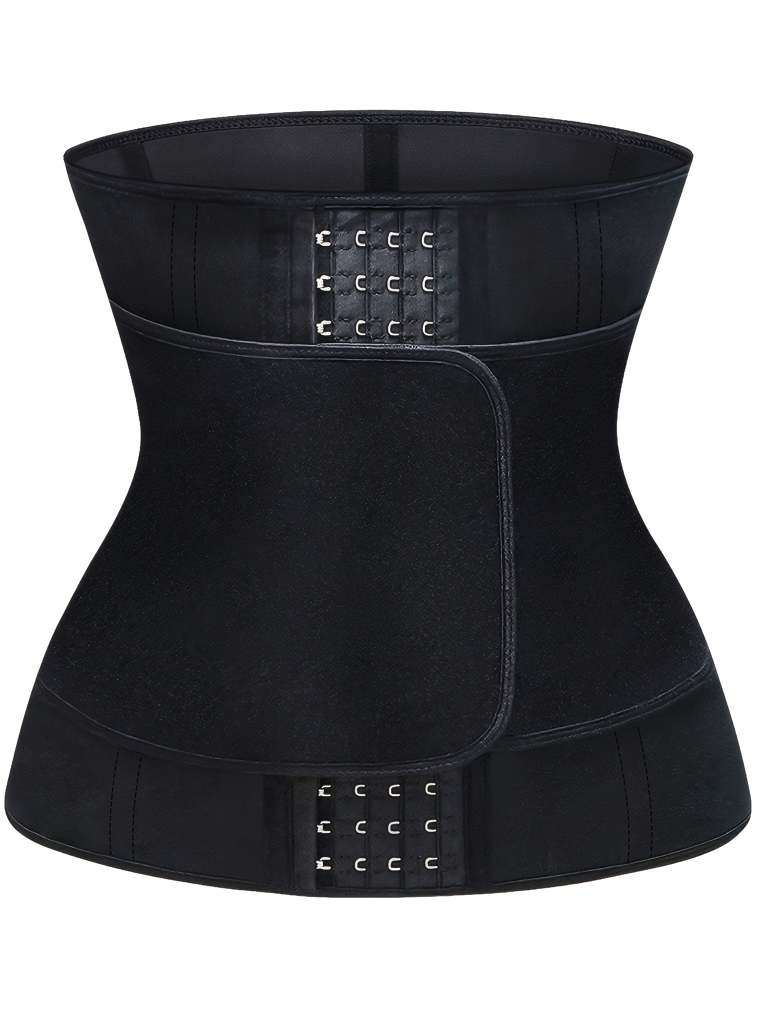 Black Solid Color Rubber Girdle: Zipper Waist Cover Sports - Temu Australia