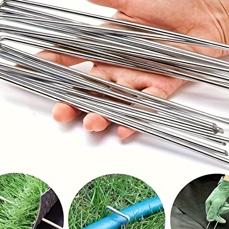 

20pcs Thickness U-shaped Floor Nails, Anti-grass Cloth Ground Nails, Lawn Turf Fixing Garden Stake Nails