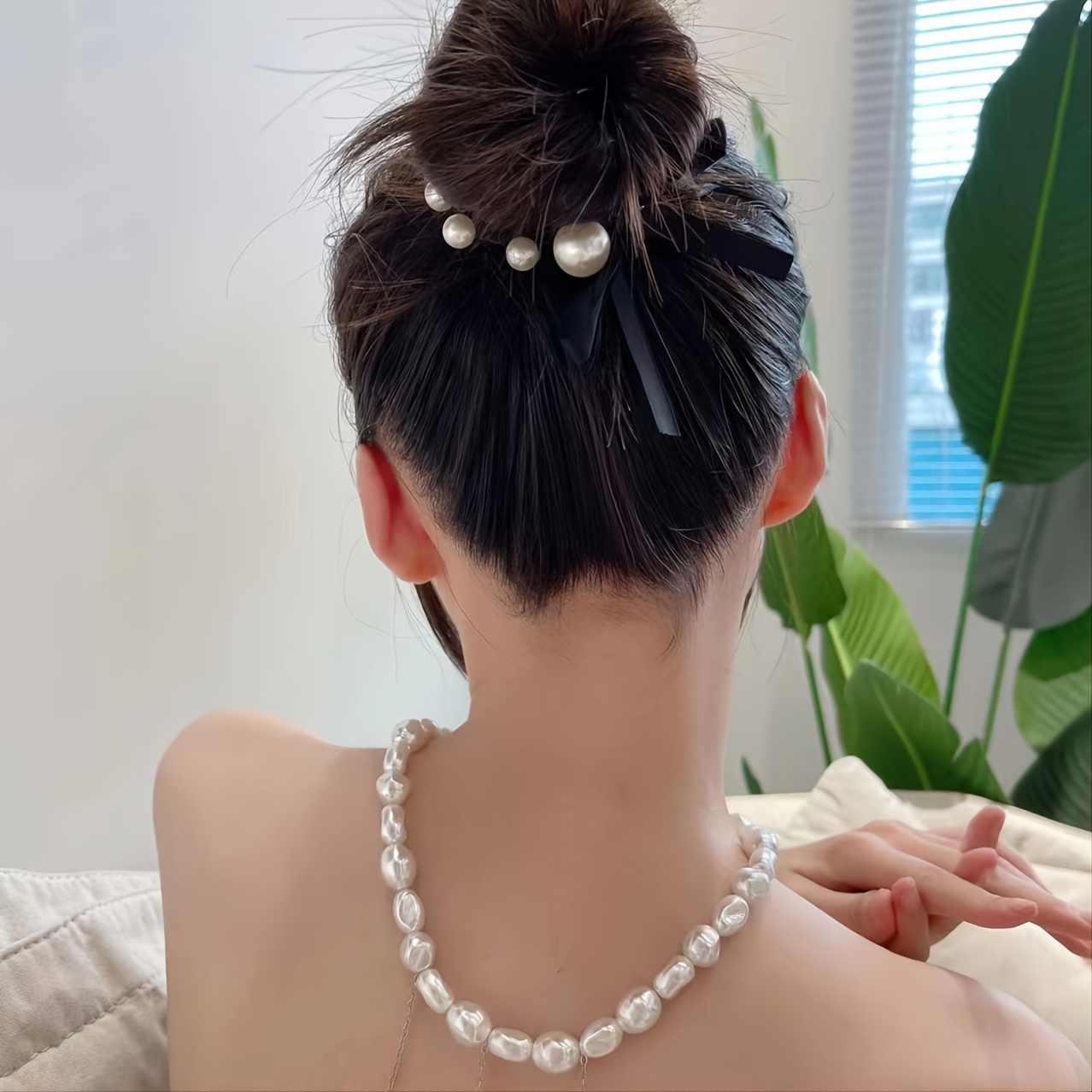 Stylish And Durable Artificial Pearl Hair Ties For Women - Temu