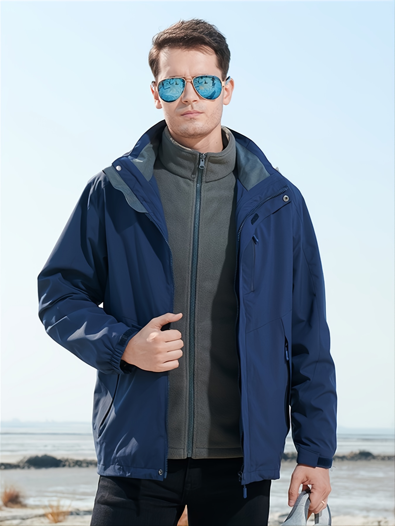 Chaqueta acolchada para hombre, talla grande, impermeable, resistente al  viento, abrigo cálido de invierno, con cuello alto, cremallera, color sólido