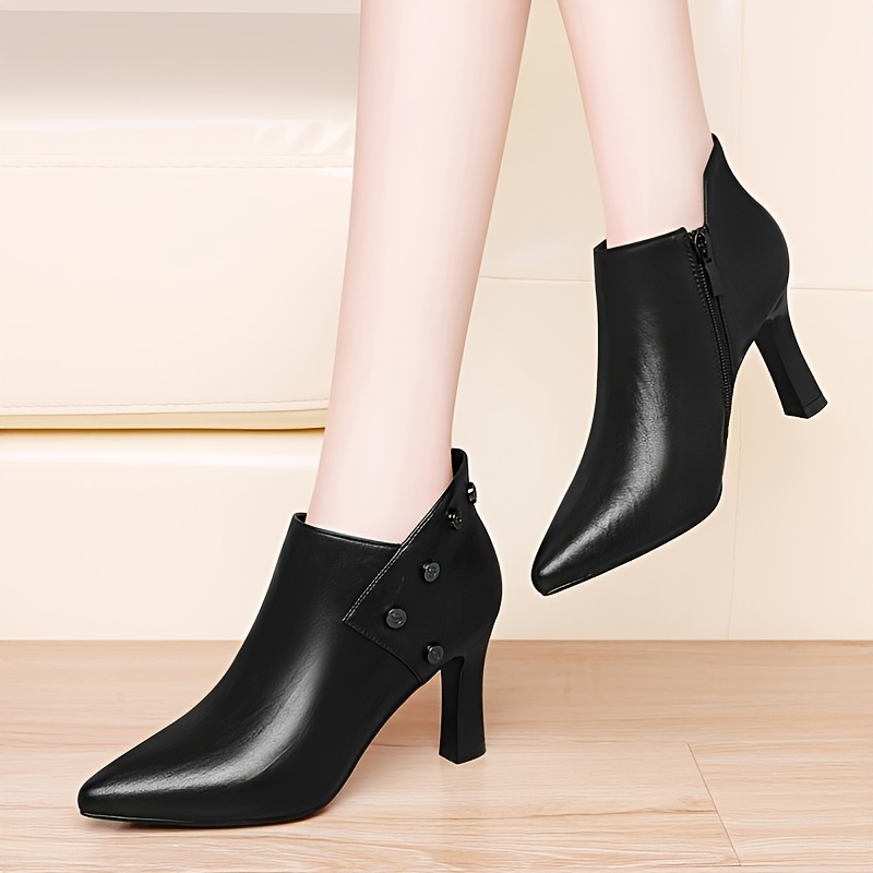 women leatherette heel pumps boots