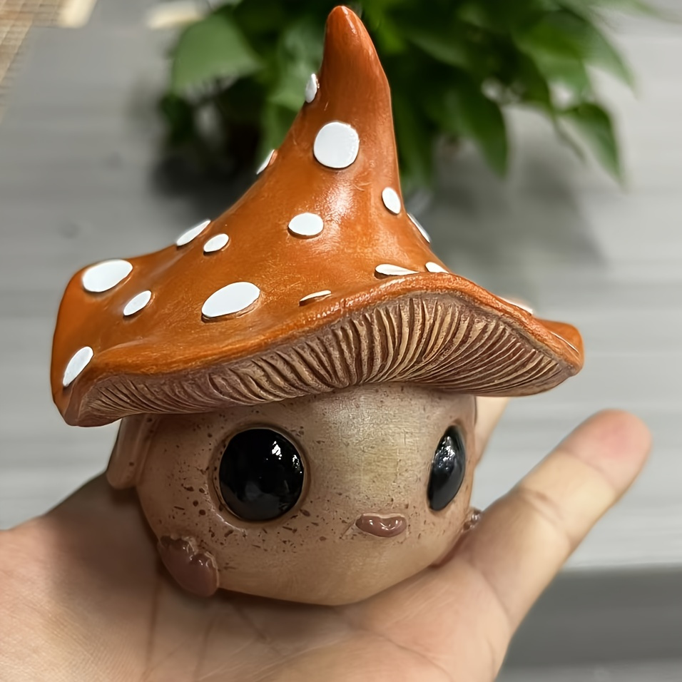 

1pc Art Deco Resin Mushroom Figurine - Home & Garden Decor, Ideal For Christmas, Halloween, Thanksgiving, Valentine's Day - Desktop Ornament & Bookstore Vase Accent