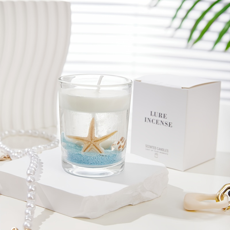 Romantic Ocean Jelly Wax Candle In Transparent Crystal Glass