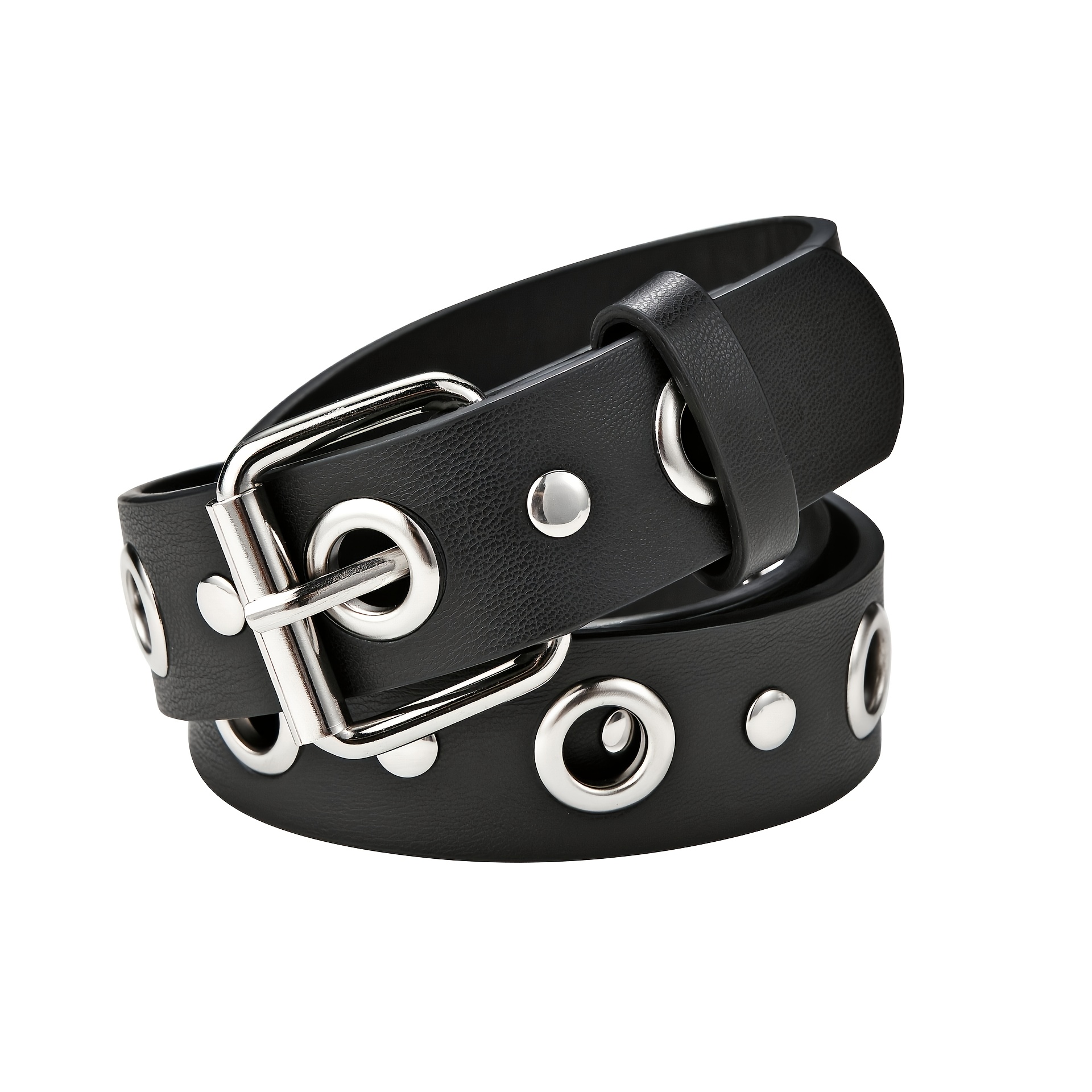 Women Double Grommet Leather Casual Jean Belt