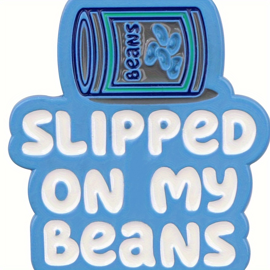 

Blue "slipped On My Beans" Enamel Pin - Decorative Lapel Pin Badge For Backpacks And Clothing, Fashionable Brooch Accessory For Women