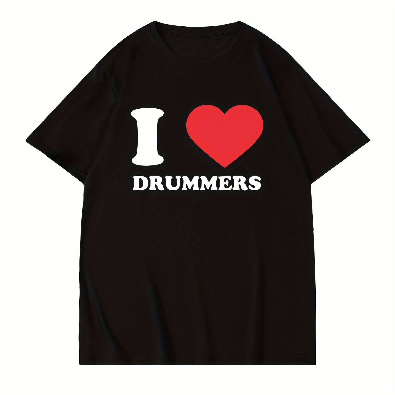

I Love Drummers Print T Shirt, Tees For Men, Casual Short Sleeve T-shirt For Summer