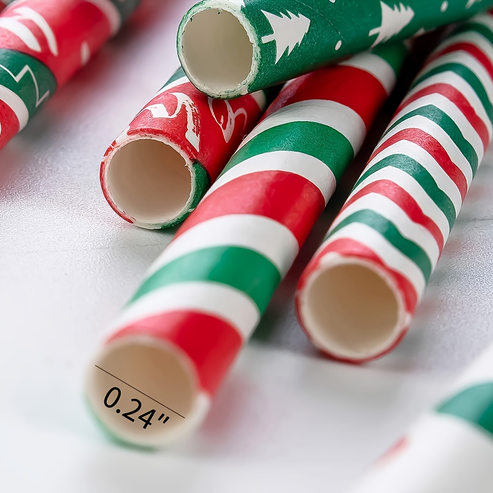 Christmas Straws Paper Multicolor Christmas Disposable - Temu