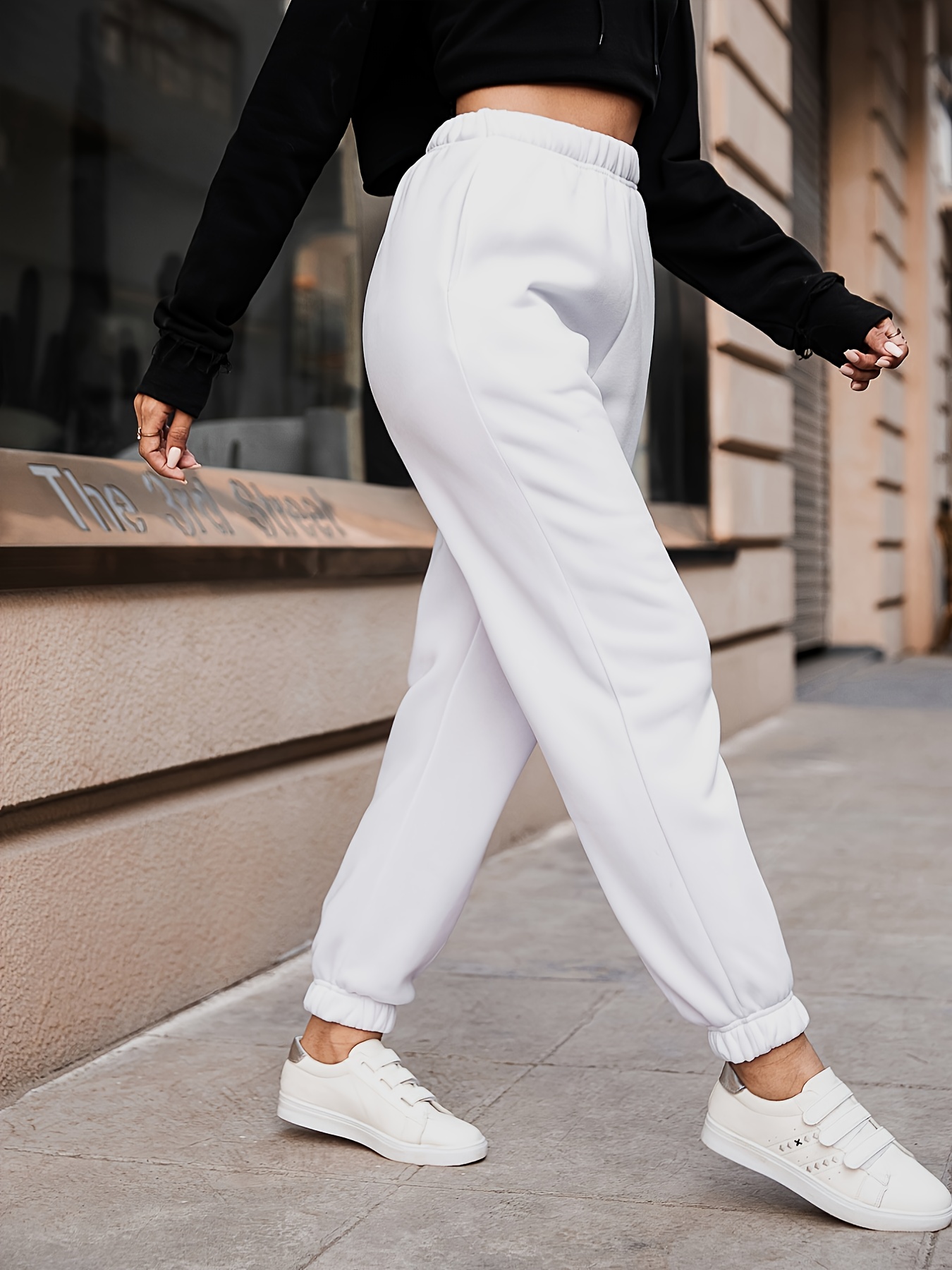 Fashion Sweatpants Women's Loose Drawstring Leg with Elastic Small