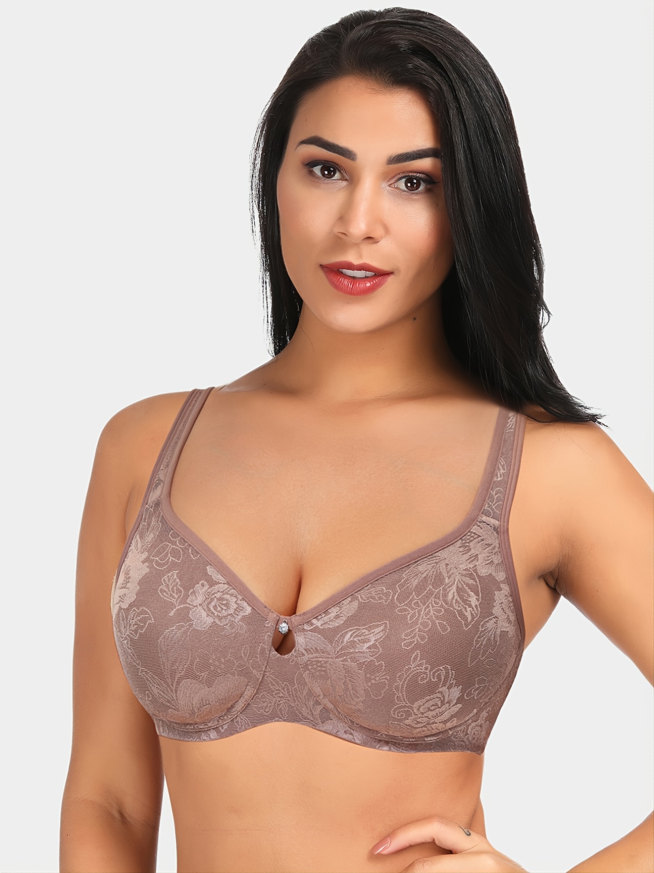 Women Plus Size Bra Full Coverage Wirefree Comfort Lace Bralettes 
