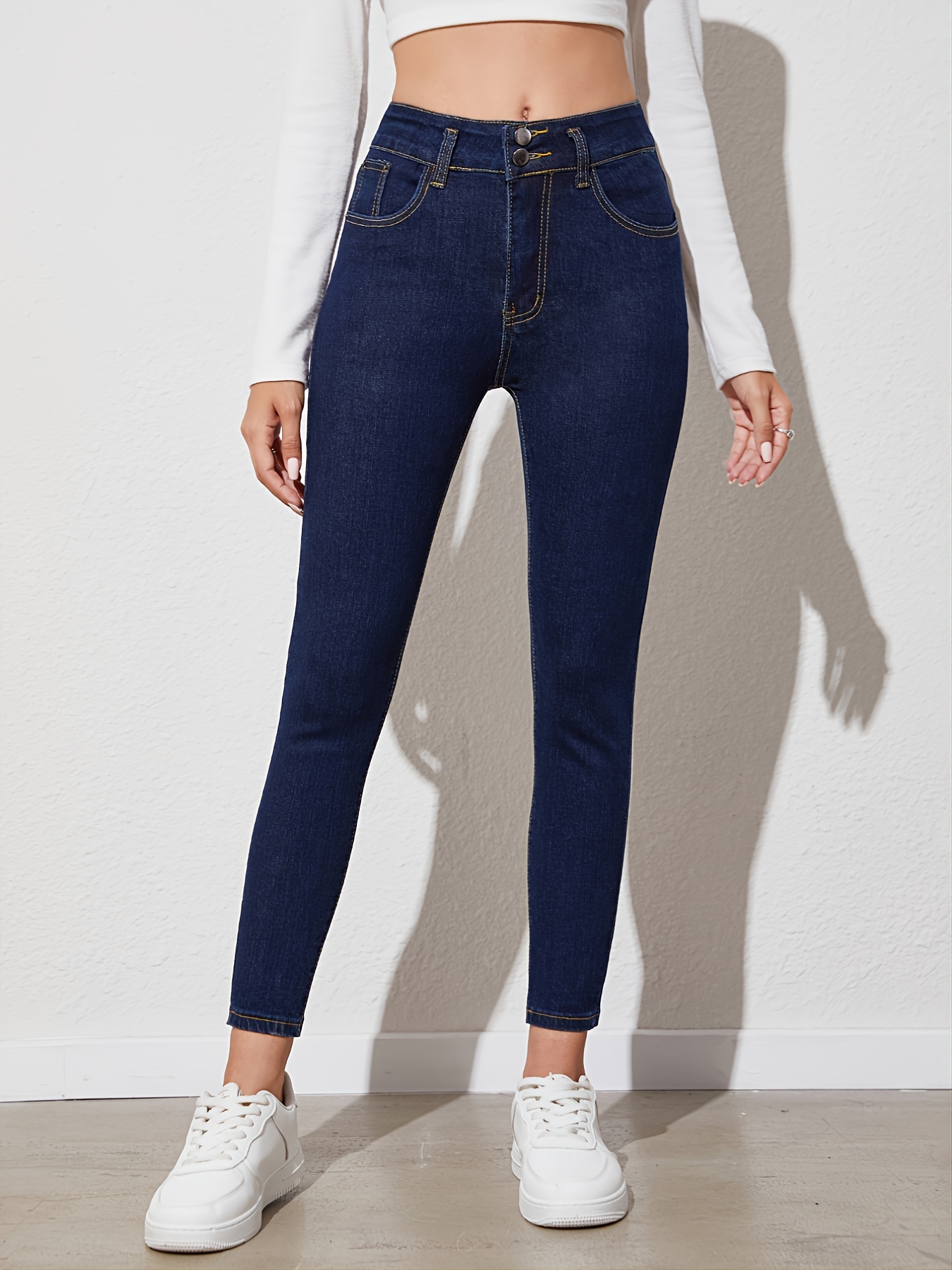 Dehnbare Röhrenjeans mit hoher Taille - anliegende Germany eng Temu