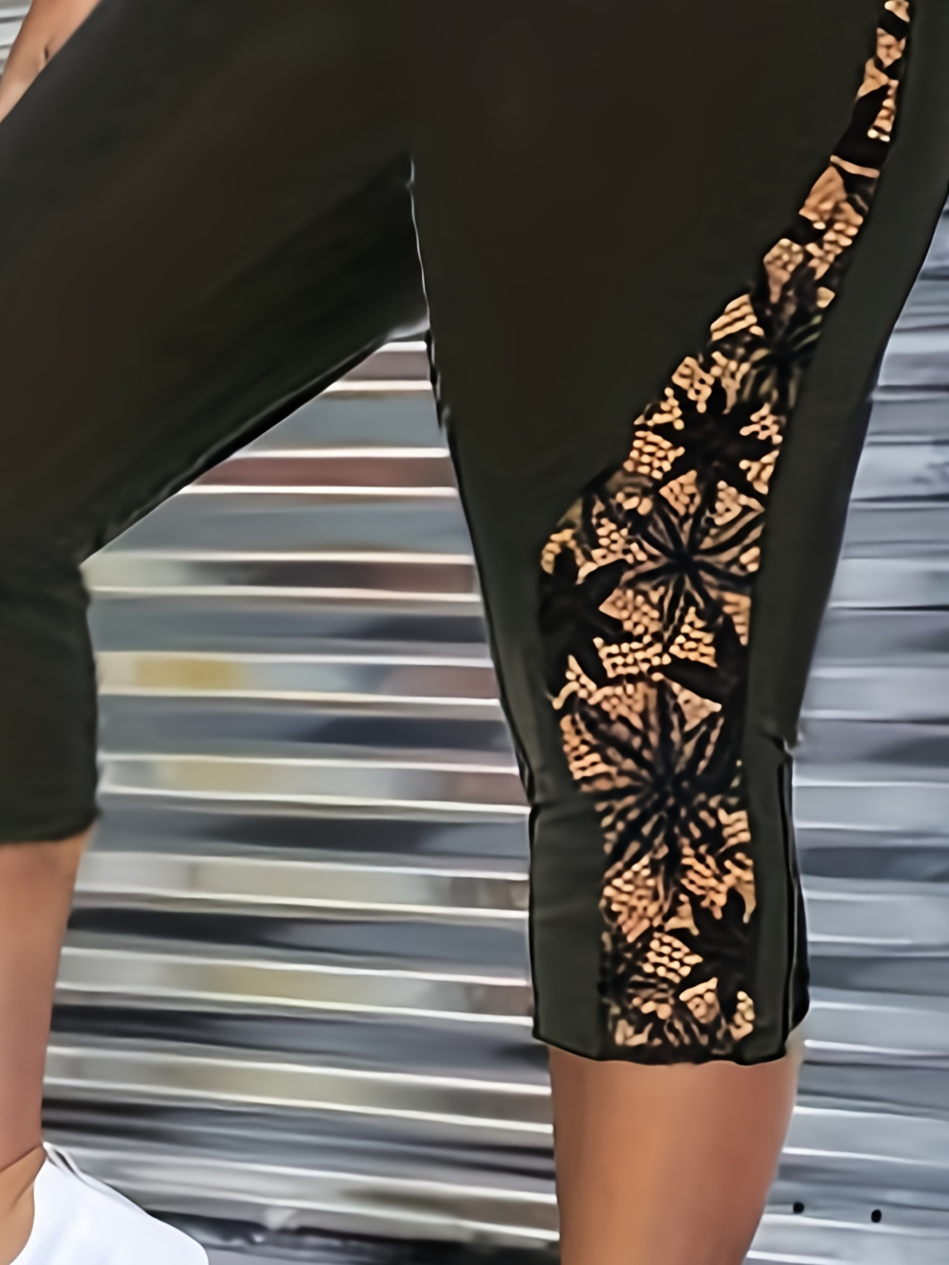 Stretch lace leggings Woman, Black