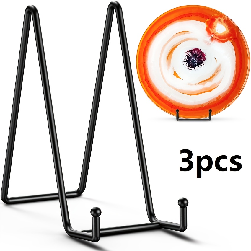  Plate Holder Easel Display Stand - 4.5 inch Metal Plate Stands  for Display - Tabletop Picture Stand - Black Iron Easels for Display  Pictures, Photo Frames, Book