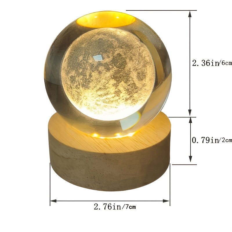 Bola de cristal luminosa para luz noturna, Bola de cristal criativa, Série  Galaxy, Base de madeira