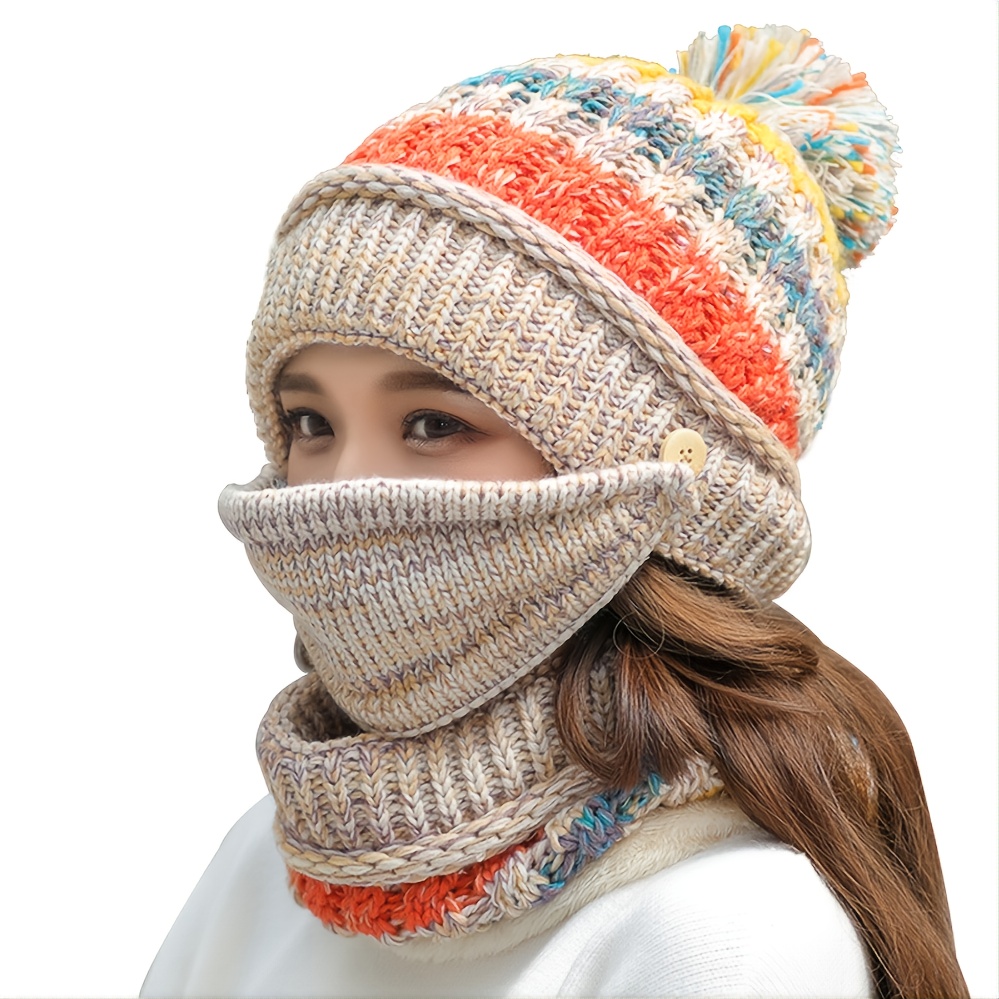Winter Hats for Women Hat Knit Ski Hat Scarf Set Womens Winter Hats for  Winter Scarf Face Cover for Outdoor